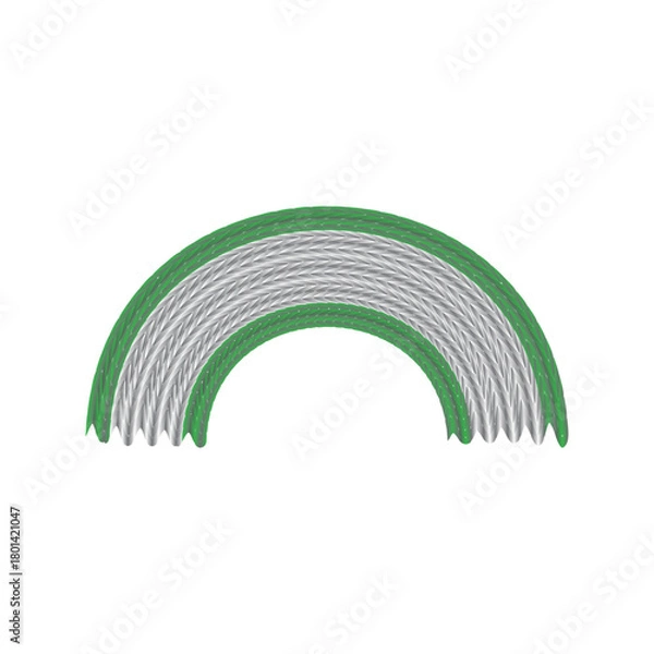 Fototapeta Braided Arc Pattern – Abstract Semi-Circular Vector Design with Silver and Green Interwoven Strands