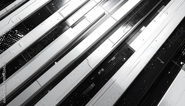 Fototapeta Abstract Black and White Lines - A Study in Contrast.