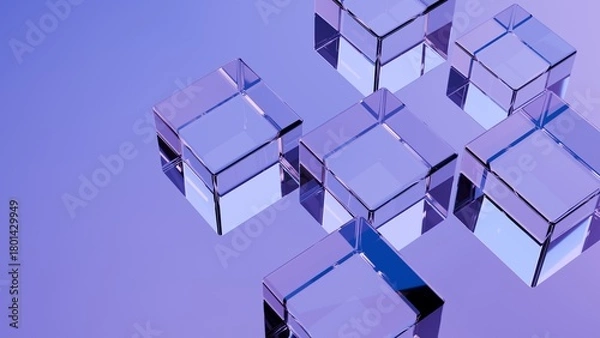 Fototapeta Abstract geometric cubes on black background, 3d render.