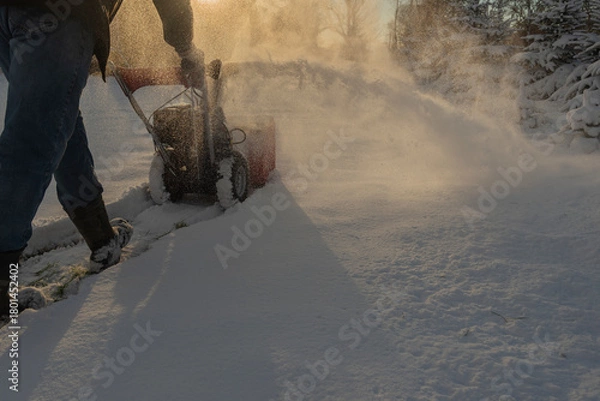 Fototapeta Snow cleaning with cleaner.