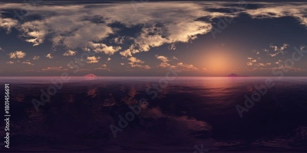 Obraz sea panorama, HDRI, environment map , Round panorama, spherical panorama, equidistant projection, 360 high resolution panorama 
3d rendering,  