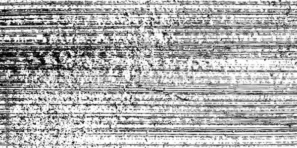 Fototapeta Grunge horizontal lines texture background. Distressed black scratch pattern resembling static noise or wood grain. Vintage TV glitch effect. Vector illustration.