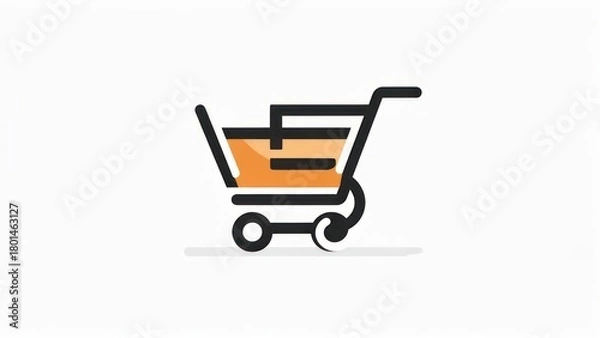 Obraz Icon of a shopping cart, rendered with a minimalist design. Orange filling. White background