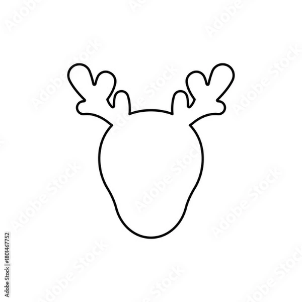 Fototapeta Christmas reindeer head outline isolated on transparent background