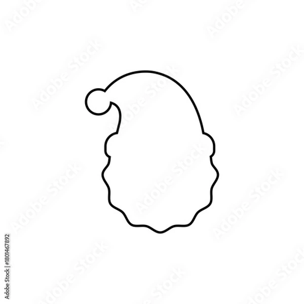 Fototapeta Santa Claus head Outline Christmas Isolated On White Background