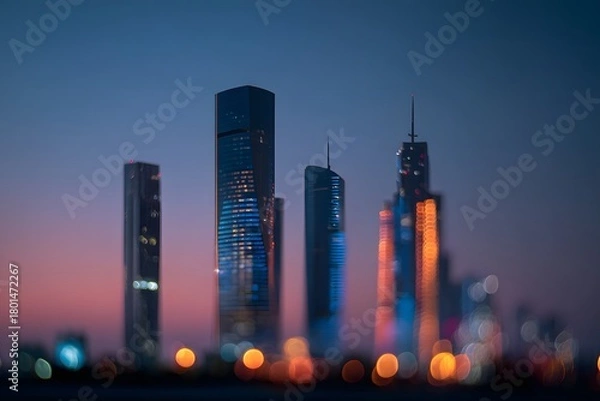 Obraz City Buildings at Dusk