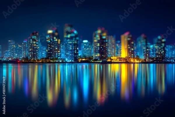 Obraz Night City Reflection