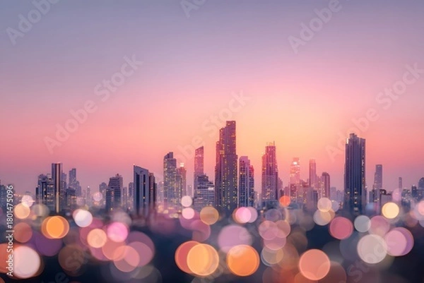 Obraz Cityscape at Dusk Bokeh