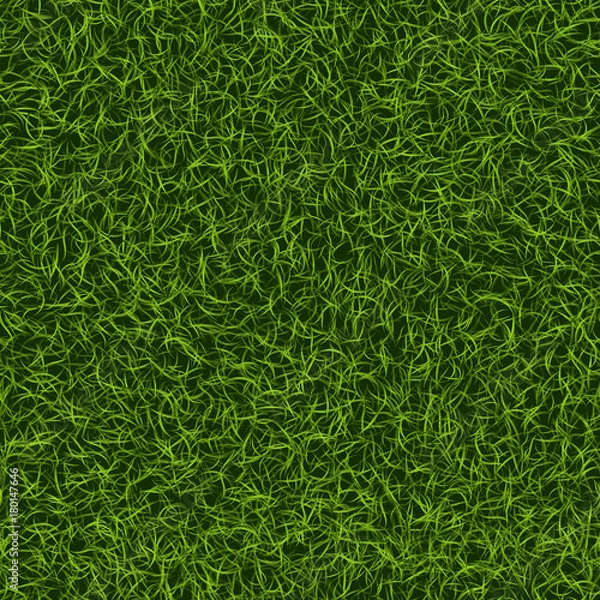 Fototapeta Green grass seamless pattern. Lawn nature background. Abstract field texture. Ecology symbol. Vector Illustration