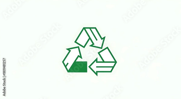 Obraz Green recycling symbol with three arrows on white background