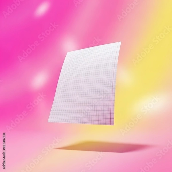 Obraz Floating Graph Paper on Vibrant Gradient Background - Minimalist Design.