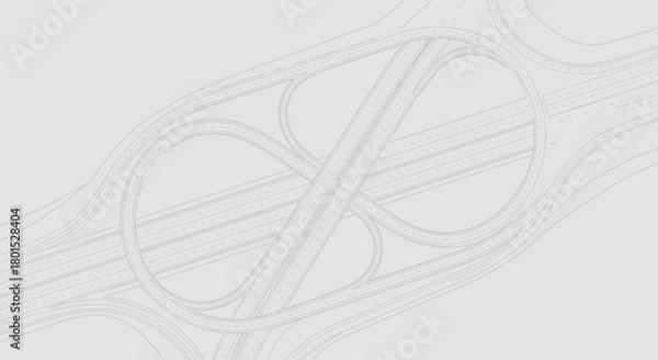 Fototapeta Abstract Aerial View of Complex Highway Interchange.