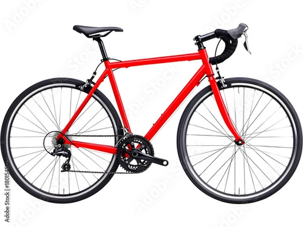 Fototapeta Red bicycle isolated on transparent background. Perfect for sport, cycling, and active lifestyle design projects.