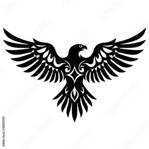 Fototapeta Soaring Eagle Emblem: A bold, stylized eagle with outstretched wings, embodying strength and freedom. Perfect for designs symbolizing power, vision, and aspiration.
