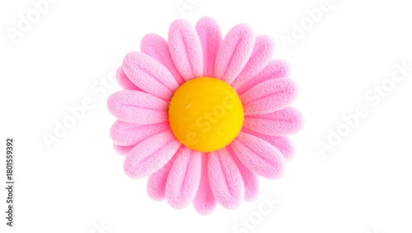 Fototapeta A soft pink daisy flower with a bright yellow center, isolated on a transparent background, transparent background