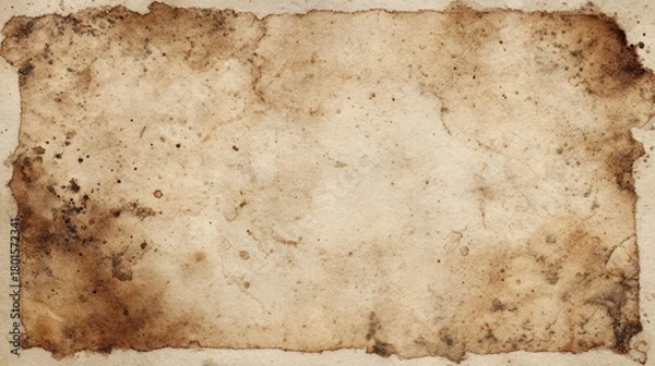 Obraz A weathered, textured piece of parchment with brown stains and an aged appearance, ideal for vintage designs or historical documents.