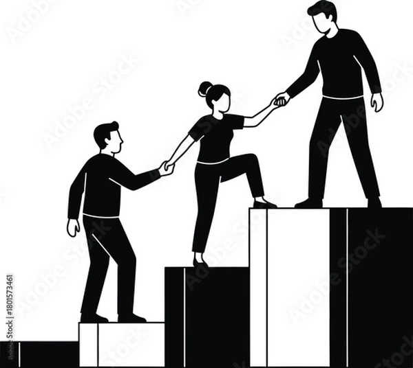 Obraz Two black and white drawings of robots holding light bulbs