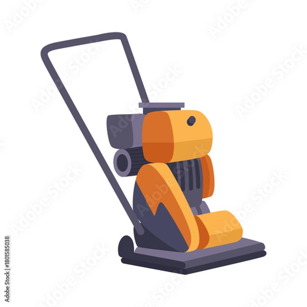 Fototapeta Vibrating rammer Compactor vector flat icon. Vibrating plate. Building equipment