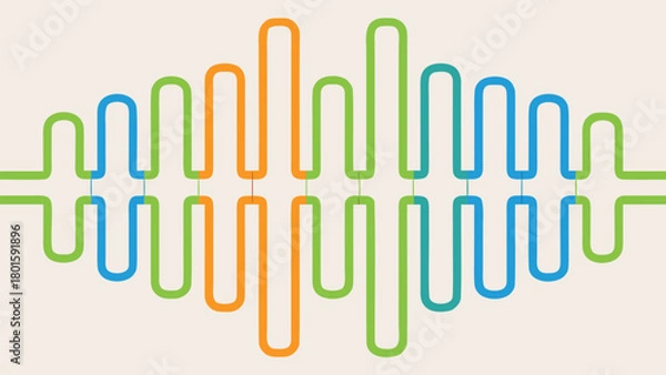 Fototapeta Abstract oscillating wave illustration with a horizon like appearance featuring smooth curves and a vibrant color palette suitable for digital design and backgrounds