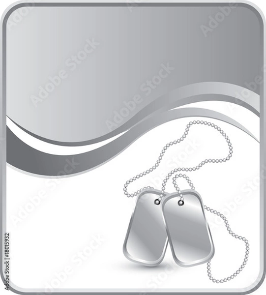 Obraz Dog tags on silver wave background