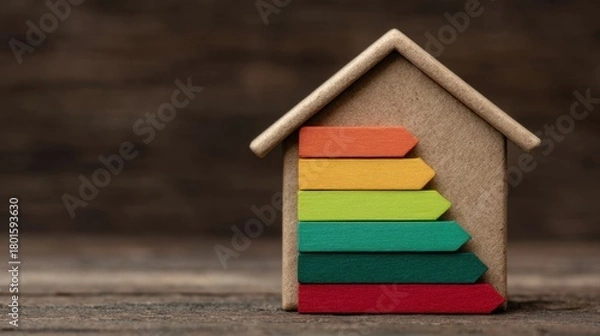 Fototapeta Evaluating energy rating on house facade insulation for sustainable standards a comprehensive chart analysis