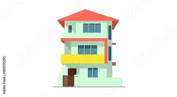 Fototapeta Three story house illustration vector design for real estate and architectural projects use