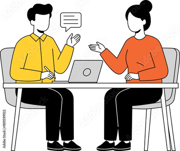 Obraz Illustration of Business Meeting at Desk