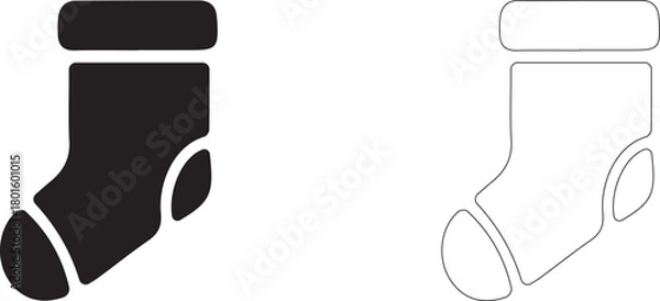 Obraz Christmas stocking for gifts. Editable vector icon.