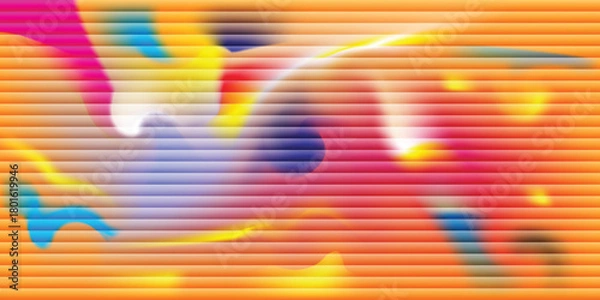 Fototapeta Fluid Gradient Striped Abstract – Vector Design with Multicolored Flowing Shapes and Horizontal Line Texture