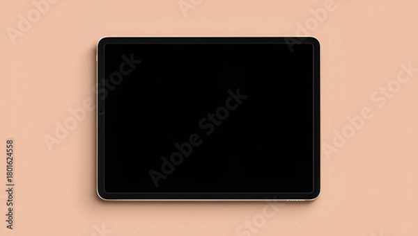 Obraz Blank Digital Tablet Screen on a Textured Peach Background, Ready for Content Creation or Display, Generative AI