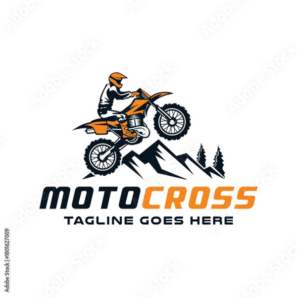 Fototapeta Motocross logo vector illustration design.  extreme sport illustration logo vector