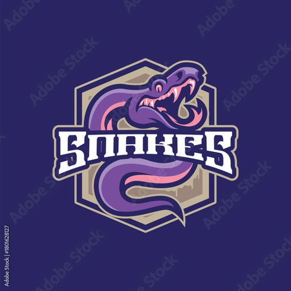 Fototapeta Snake mascot logo design vector. Angry snake illustration for sport and esport team.