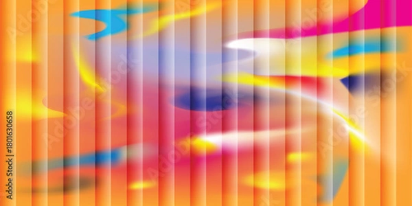 Fototapeta Fluid Gradient Vertical Striped Abstract – Vector Design with Multicolored Swirling Background and Structured Line Texture