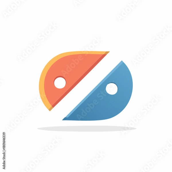Fototapeta Abstract Two Tone Oval Shape Logo With Circles and Shadow