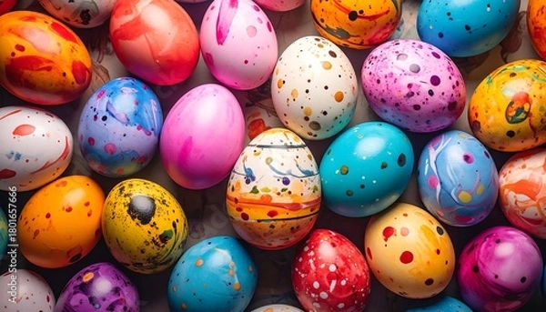 Fototapeta Vibrant Easter Eggs - A Colorful Celebration of Spring.