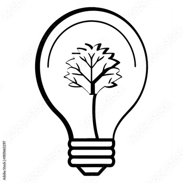 Obraz light bulb with green leaves