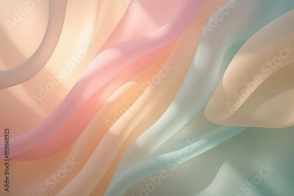Fototapeta Sheer chiffon fabric floating in the air soft pastel transparency weightless layers dreamy diffused lighting delicate fairy-like atmosphere