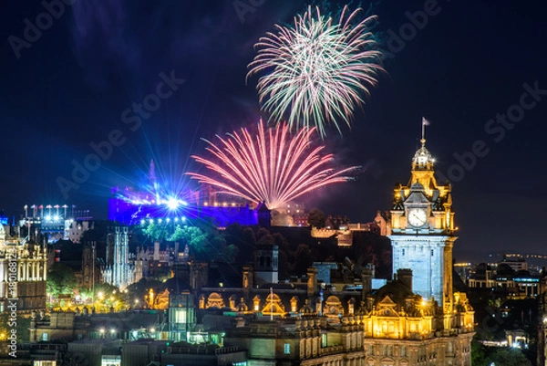 Fototapeta Edinburgh summer fireworks