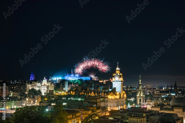 Fototapeta Edinburgh summer fireworks