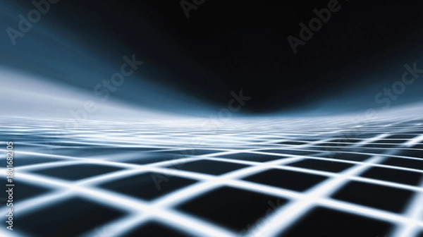 Obraz Illuminated grid pattern receding into the distance under a hazy light source from the upper left