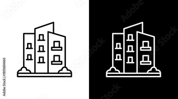 Obraz Apartment Building  White Icon Set Design