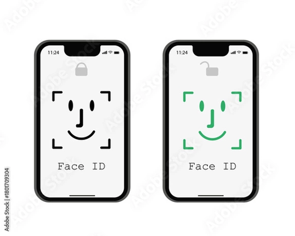 Fototapeta Verification ID is an illustration of Verification ID using system of face recognition and personal ID. The concept is take a photo by holding their own ID to get verified. Vector illustration.