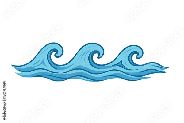 Fototapeta Stylized blue ocean wave border design element