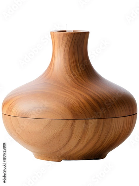 Fototapeta Wooden aromatherapy diffuser with steam isolated on transparent background. Ideal for spa and relaxation design.