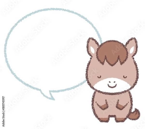 Obraz お辞儀するウマと吹き出し線画