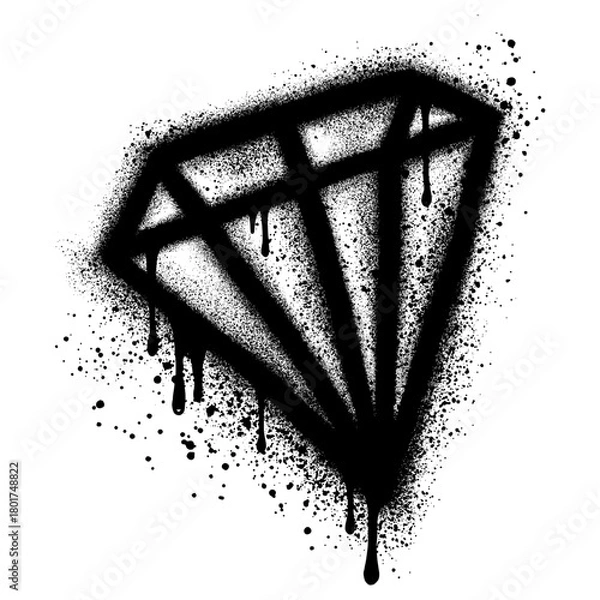 Obraz Diamond graffiti with black spray paint. vector illustration