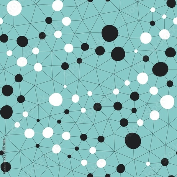 Obraz Seamless geometric pattern with connected dots. Vector background.