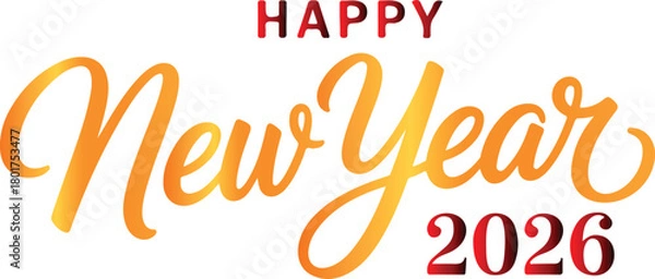 Fototapeta Happy new year 2026 typography calligraphy vector art and illustration.