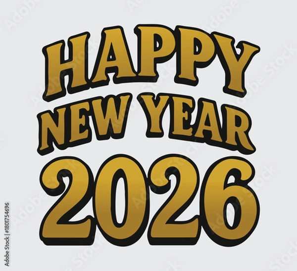 Fototapeta Happy new year 2026  typography vector art and illustration.