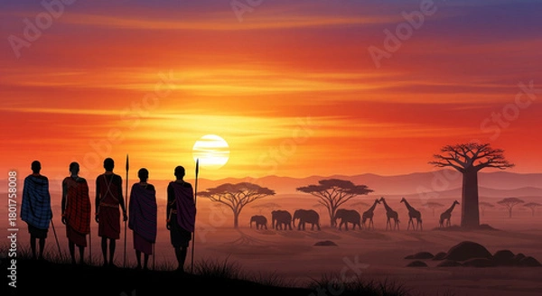 Obraz silhouette of a man standing on a sunset